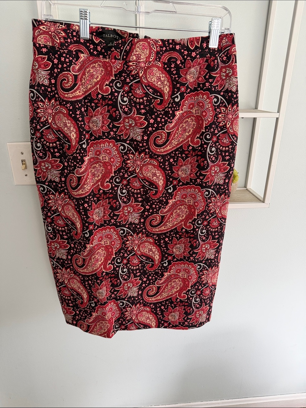 Talbots Black and Red Paisley Pencil Skirt